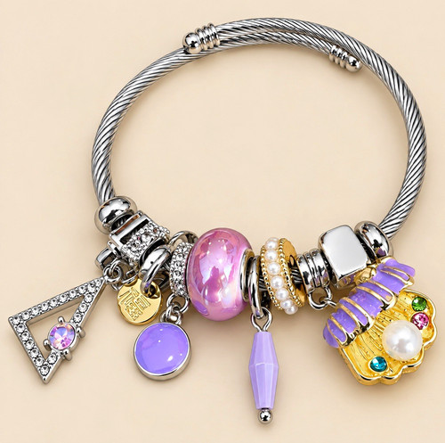 Silberfarbenes charm armband - silberfarbenes, charm-armband